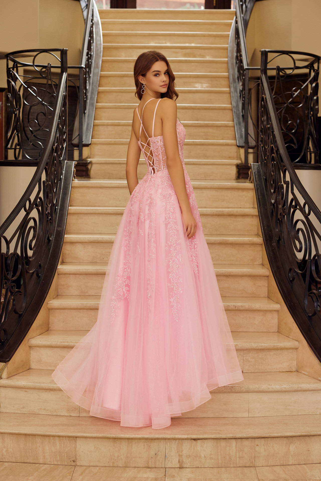 Fit And Flare Long Gown V Neckline Double Spaghetti Straps Prom Dress #H1882