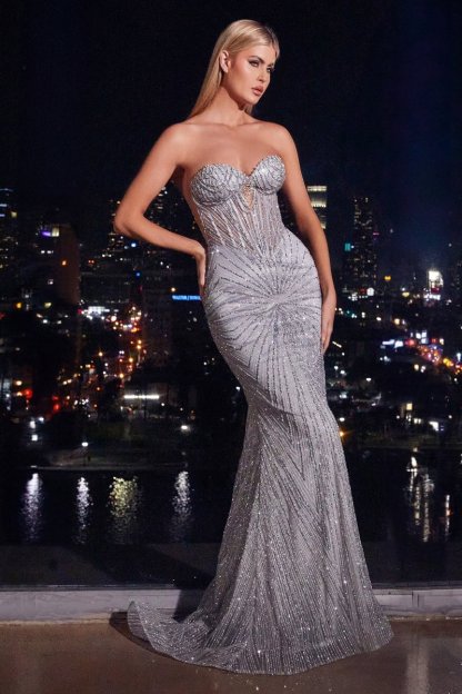 Captivating Fitted  Strapless Sweetheart Beading Motifs Gown #J871