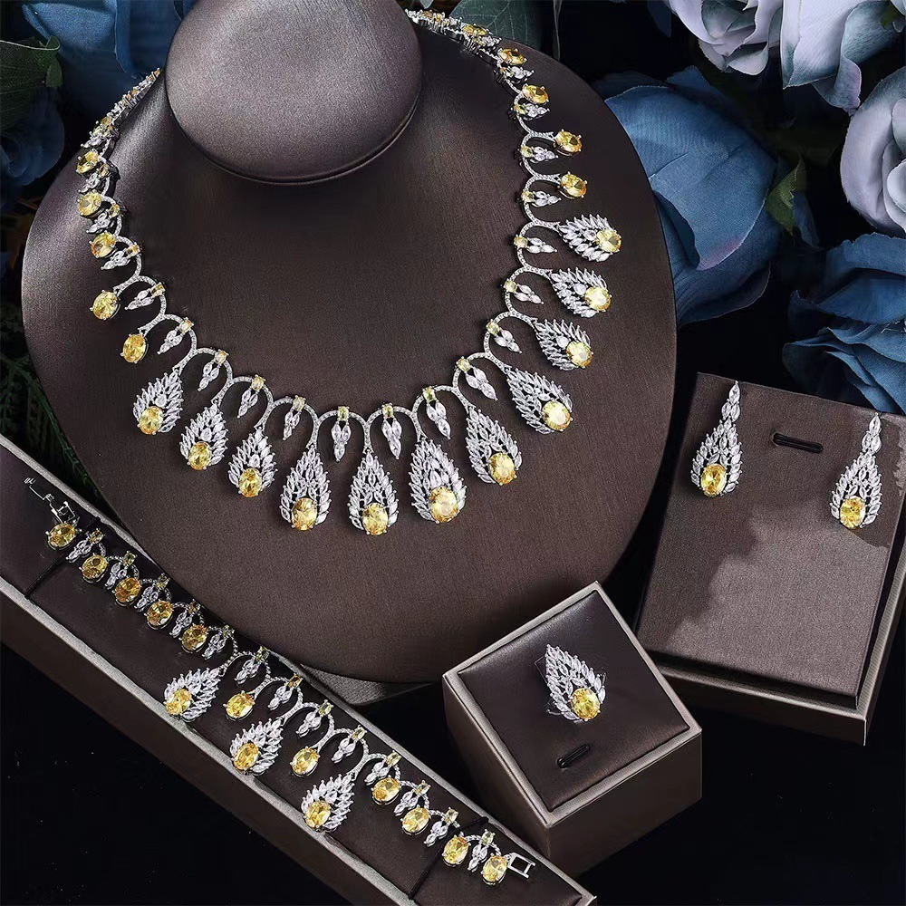Fashion Ladies'/Bridal Sparkly Water Drops Shiny Zircon Jewelry Sets #JEWLY022