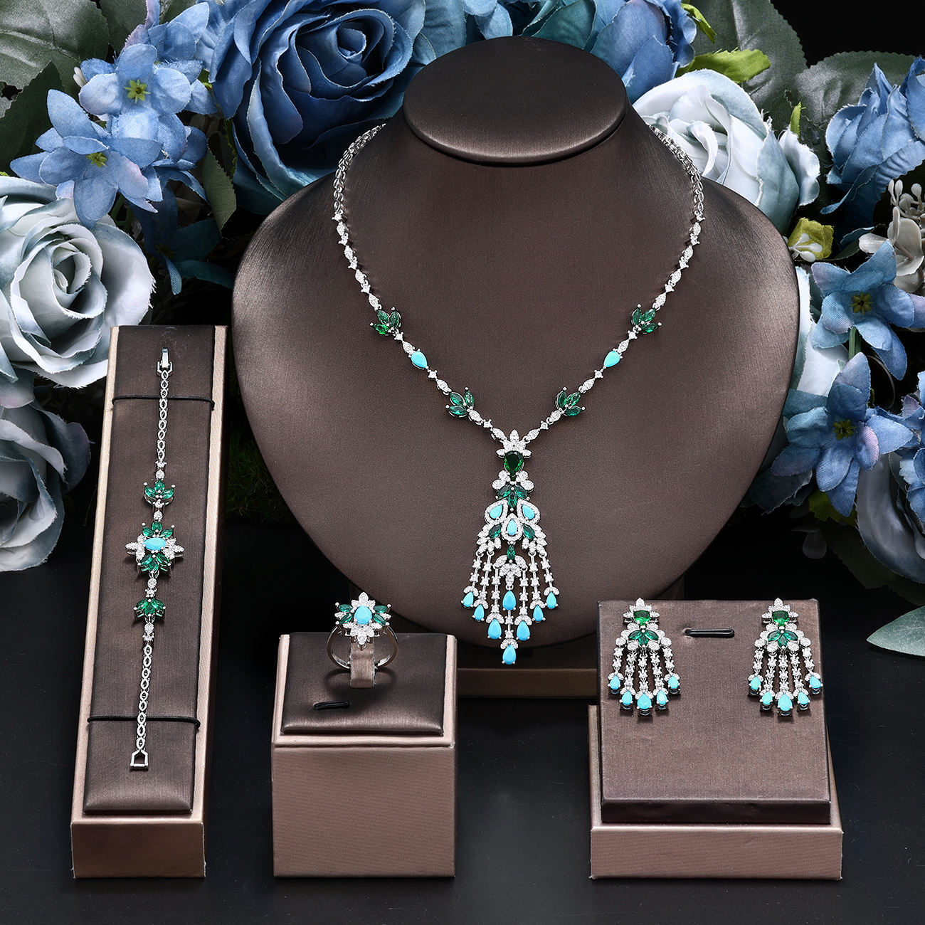 Ladies'/Bridal Shiny Zircon Jewelry Sets #JEWLY024