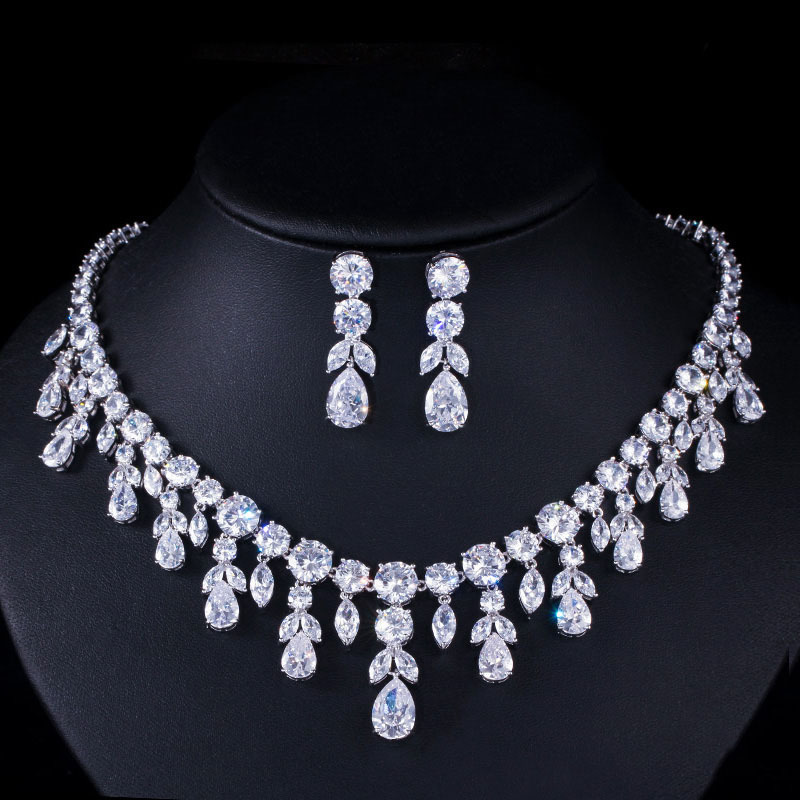 Lady/Bride Tassel Necklace Teardrop Earrings Sets #JEWLY032