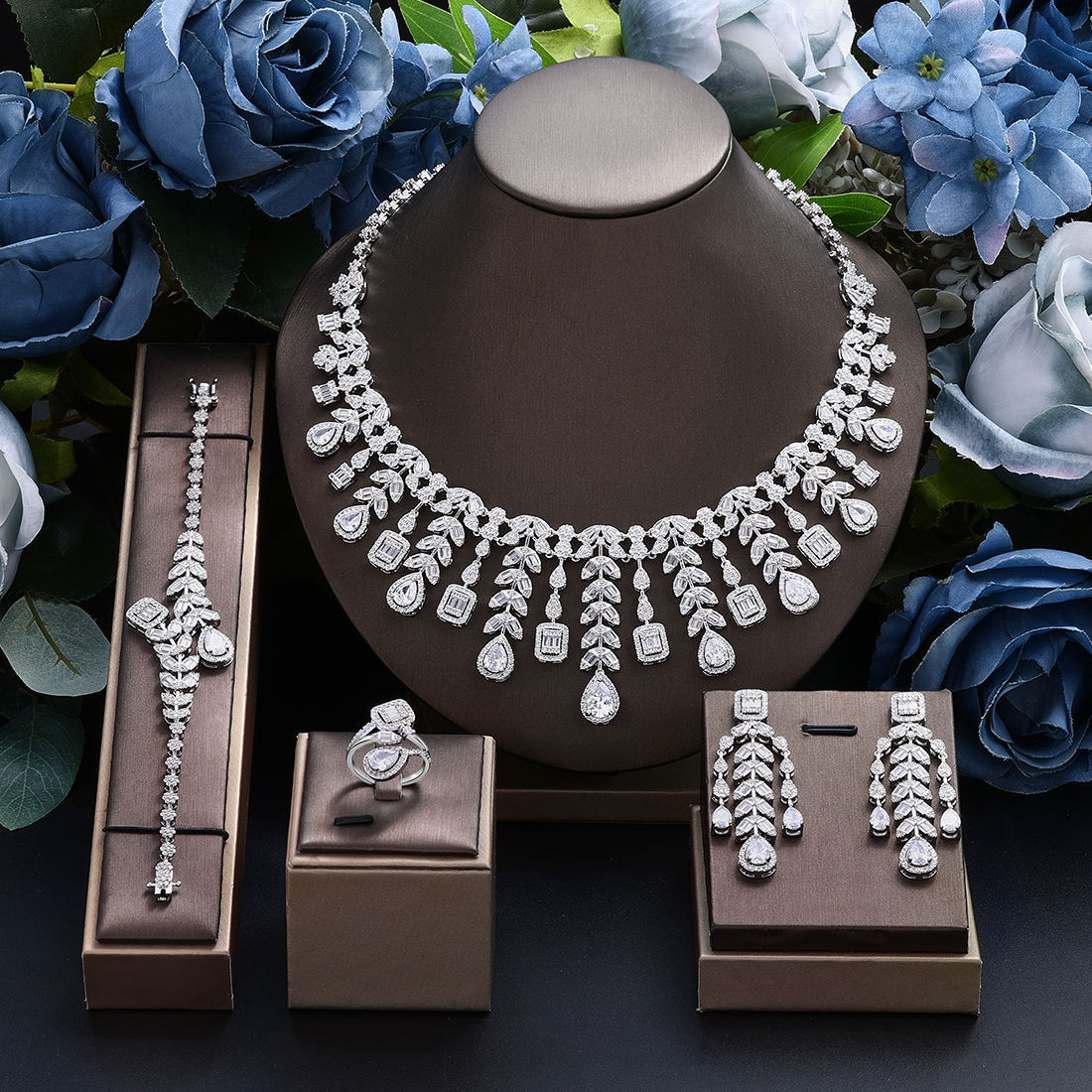 Ladies /Bridal Shiny Zircon Jewelry Sets #JEWLY036