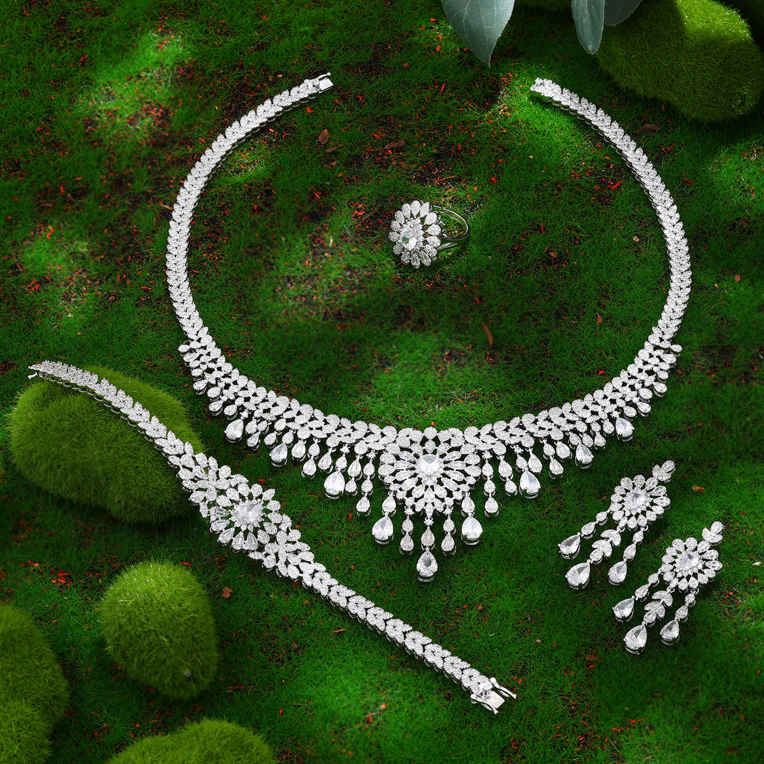 Ladies /Bridal Shiny Zircon Jewelry Sets #JEWLY038