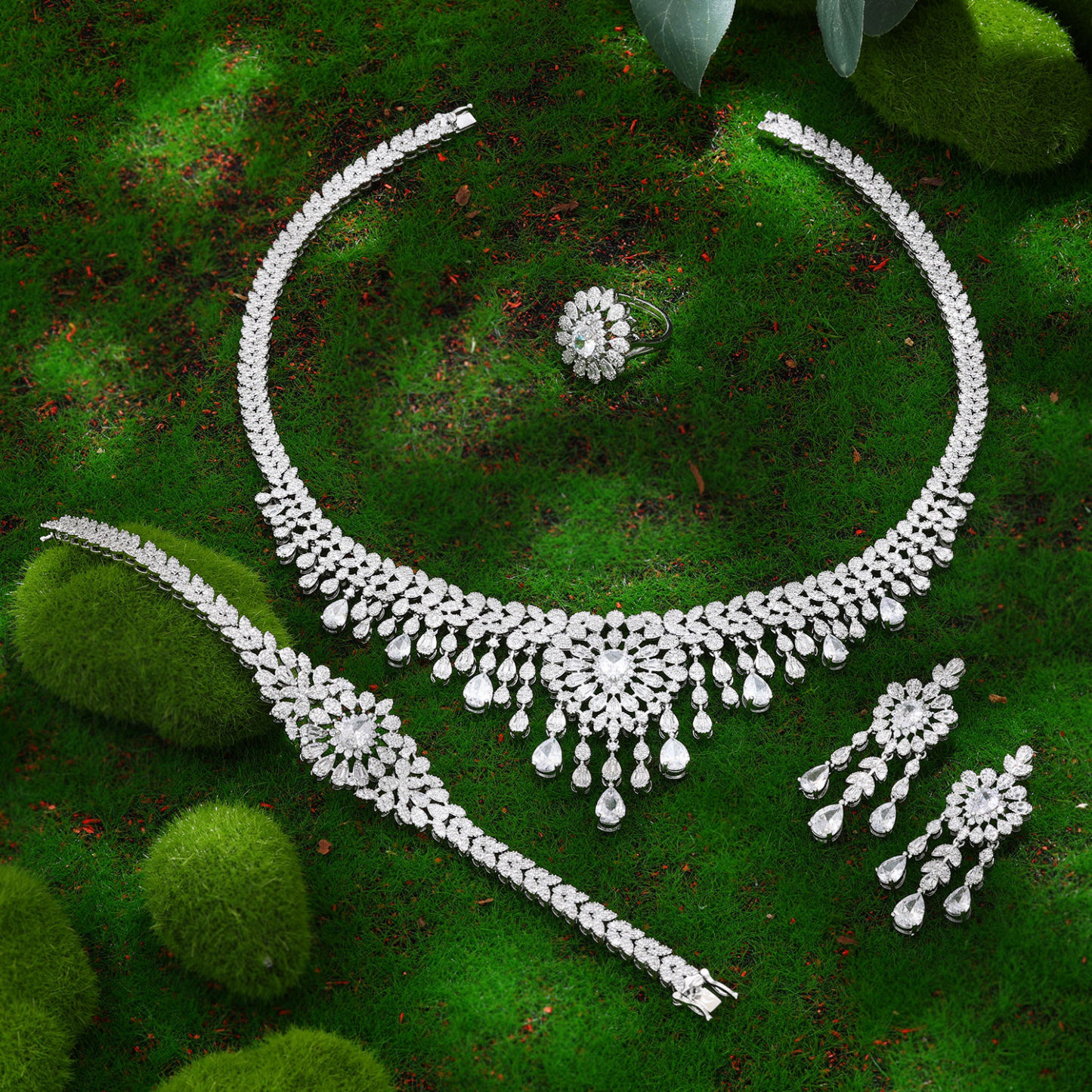 Ladies /Bridal Shiny Zircon Jewelry Sets #JEWLY038