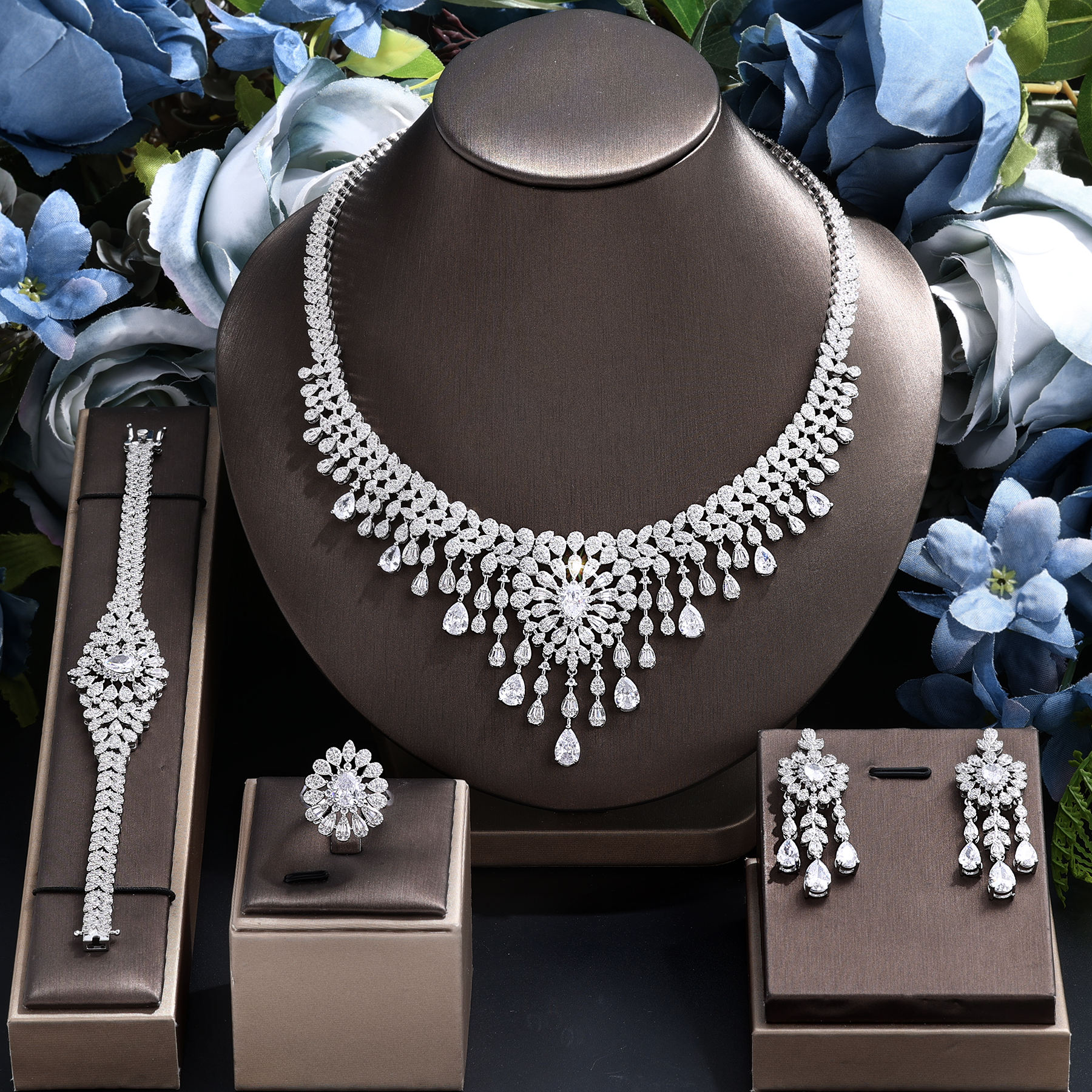Ladies /Bridal Shiny Zircon Jewelry Sets #JEWLY038