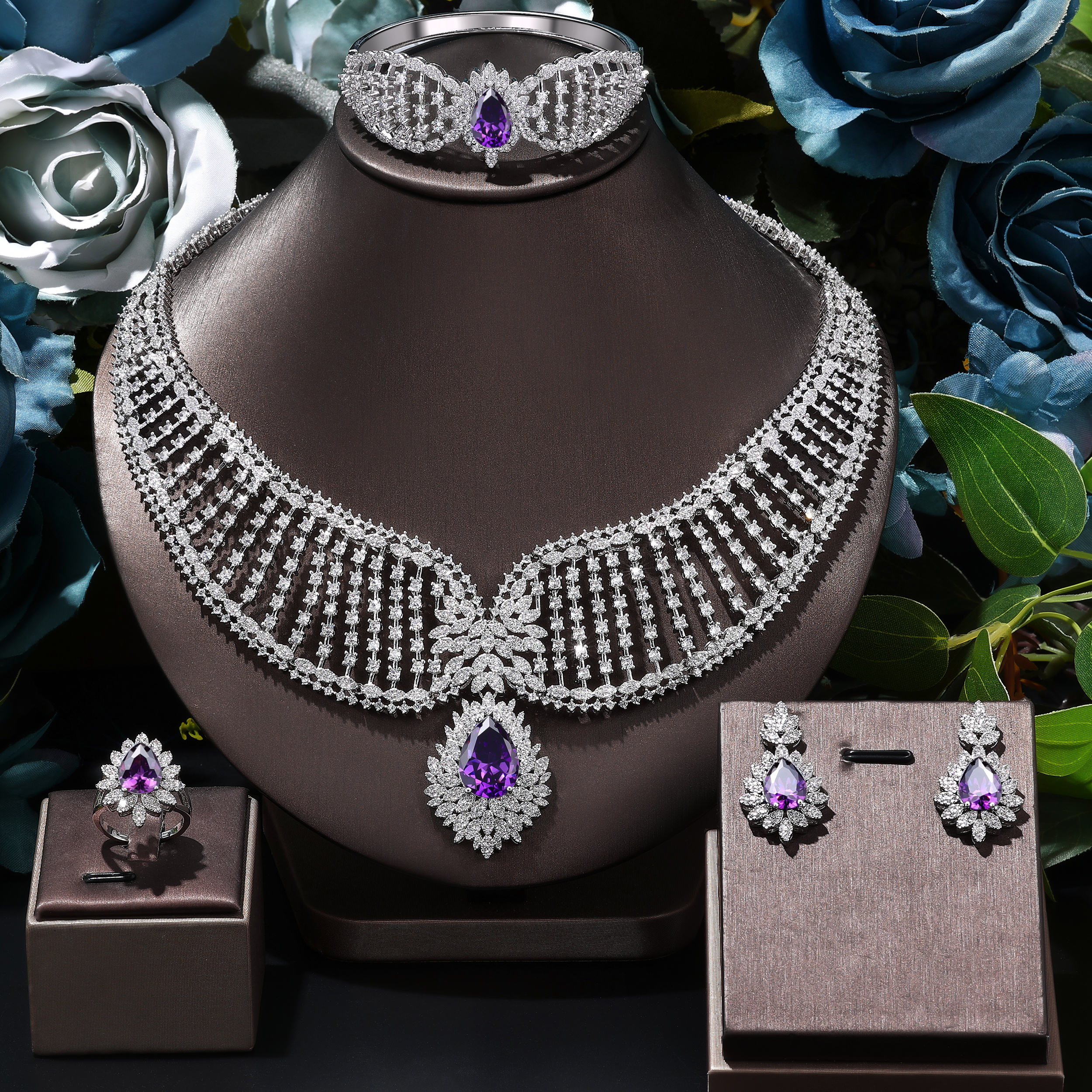 Ladies /Bridal Shiny Zircon Jewelry Sets #JEWLY039