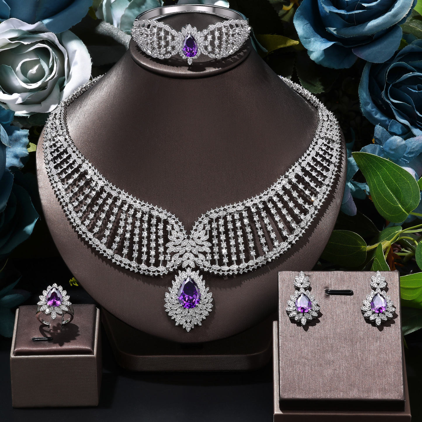 Ladies /Bridal Shiny Zircon Jewelry Sets #JEWLY039