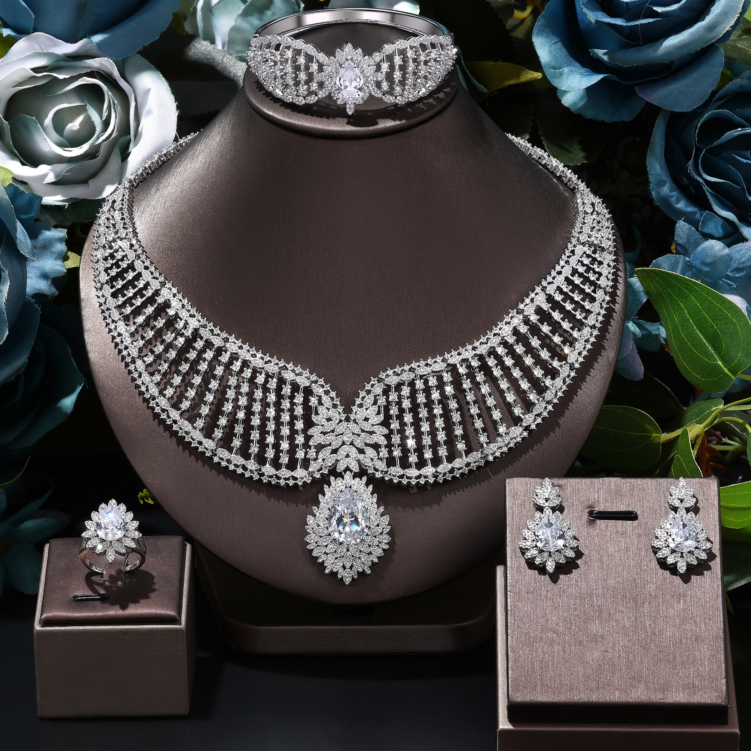 Ladies /Bridal Shiny Zircon Jewelry Sets #JEWLY039