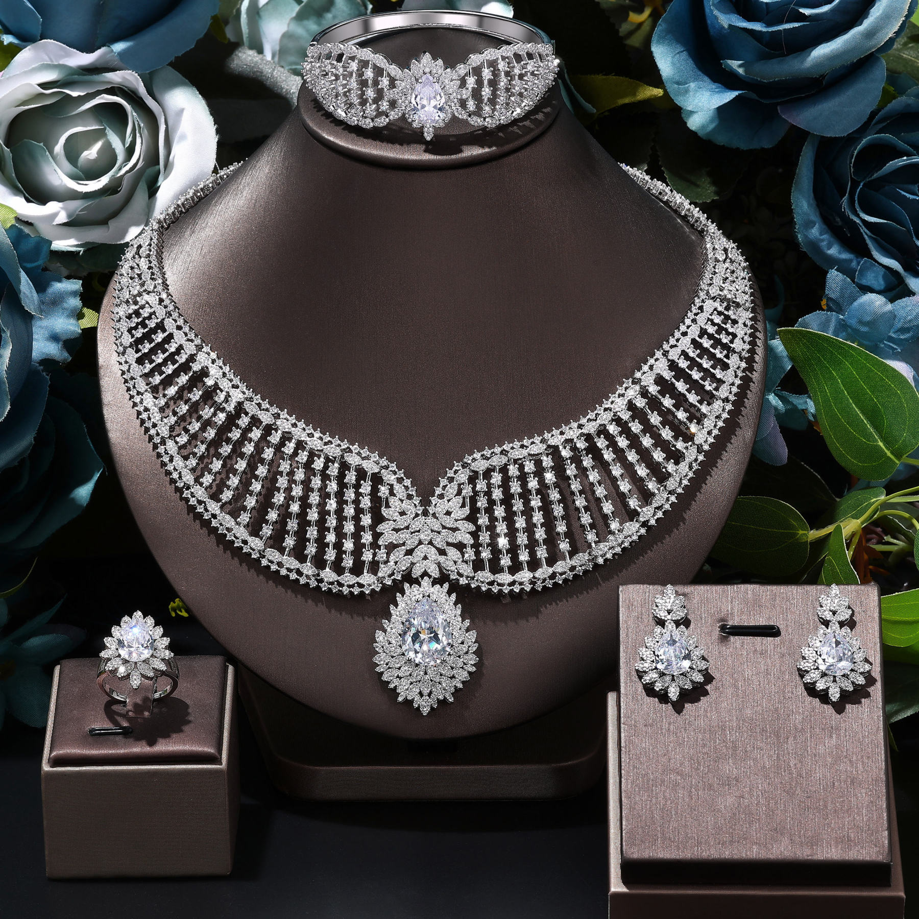 Ladies /Bridal Shiny Zircon Jewelry Sets #JEWLY039