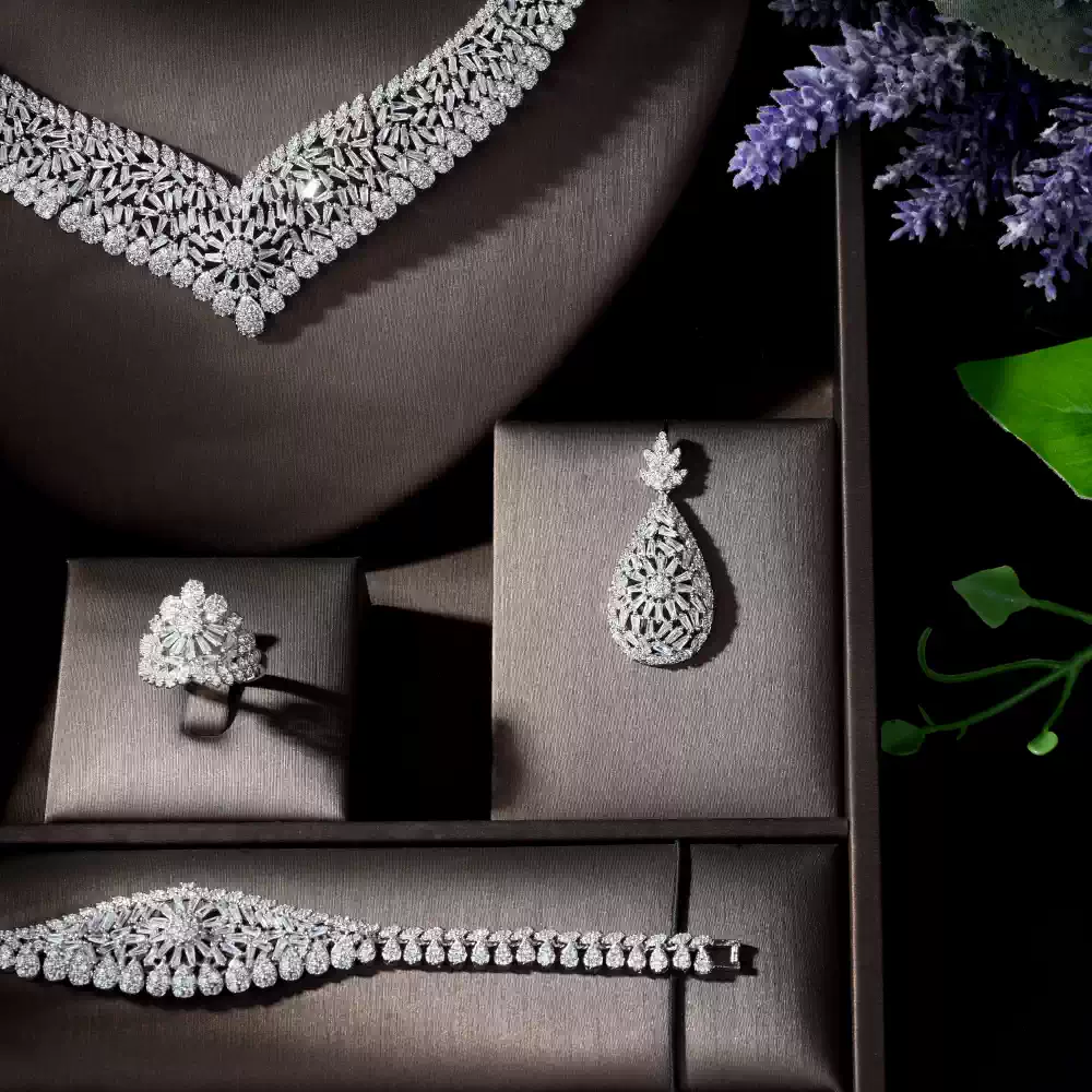Ladies /Bridal Shiny Zircon Jewelry Sets #JEWLY044