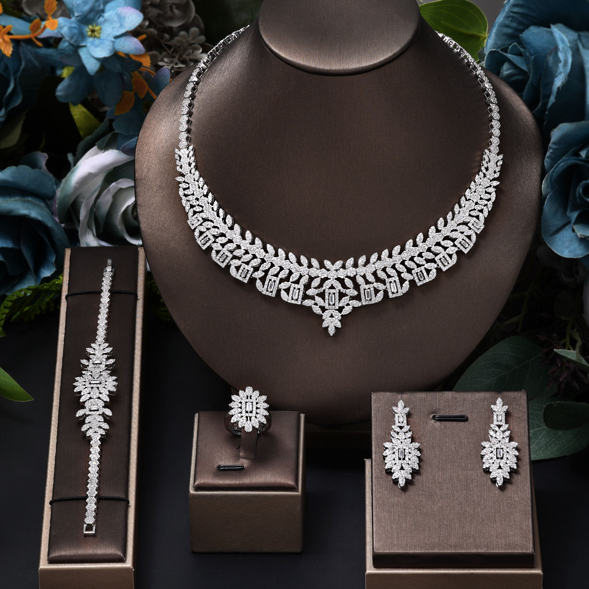 Ladies /Bridal Shiny Zircon Jewelry Sets #JEWLY046