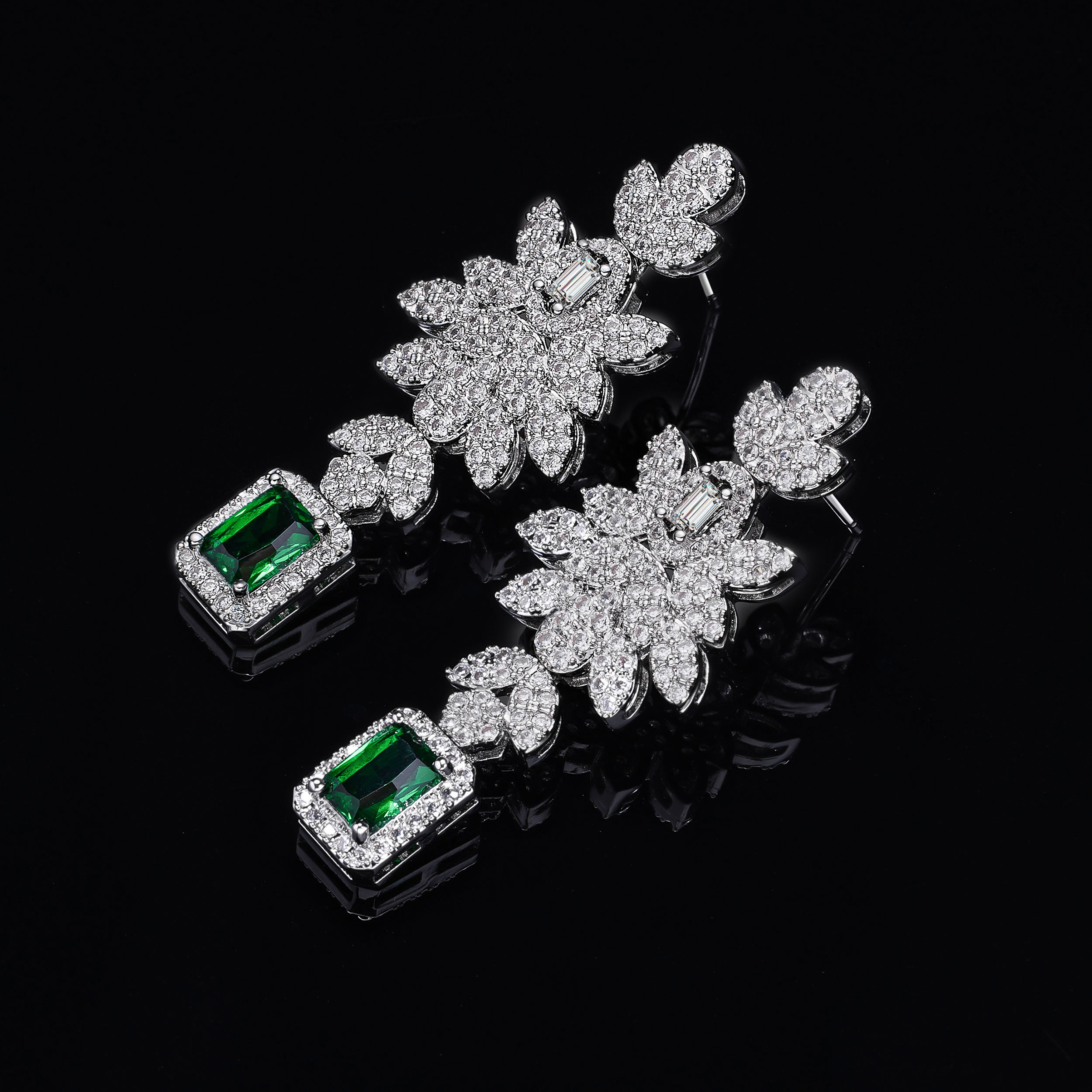 Green Gemstone Necklace Four-Piece Sets #JEWLY048