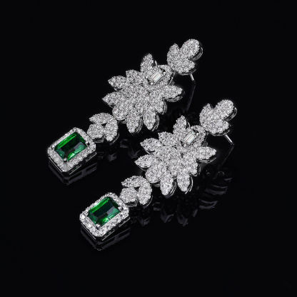 Green Gemstone Necklace Four-Piece Sets #JEWLY048
