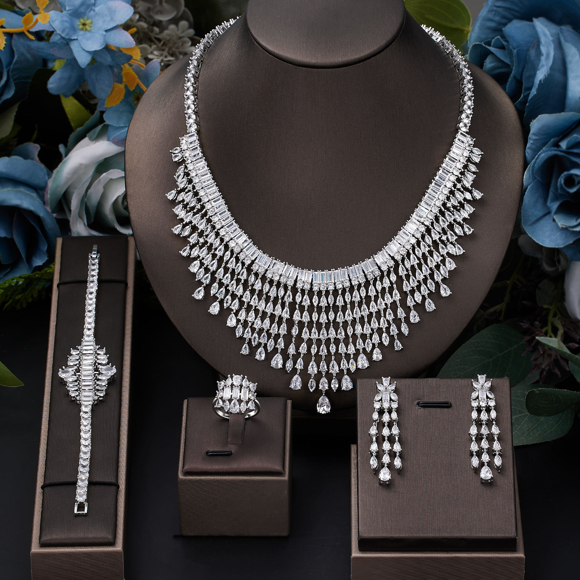Ladies /Bridal Shiny Zircon Jewelry Sets #JEWLY047