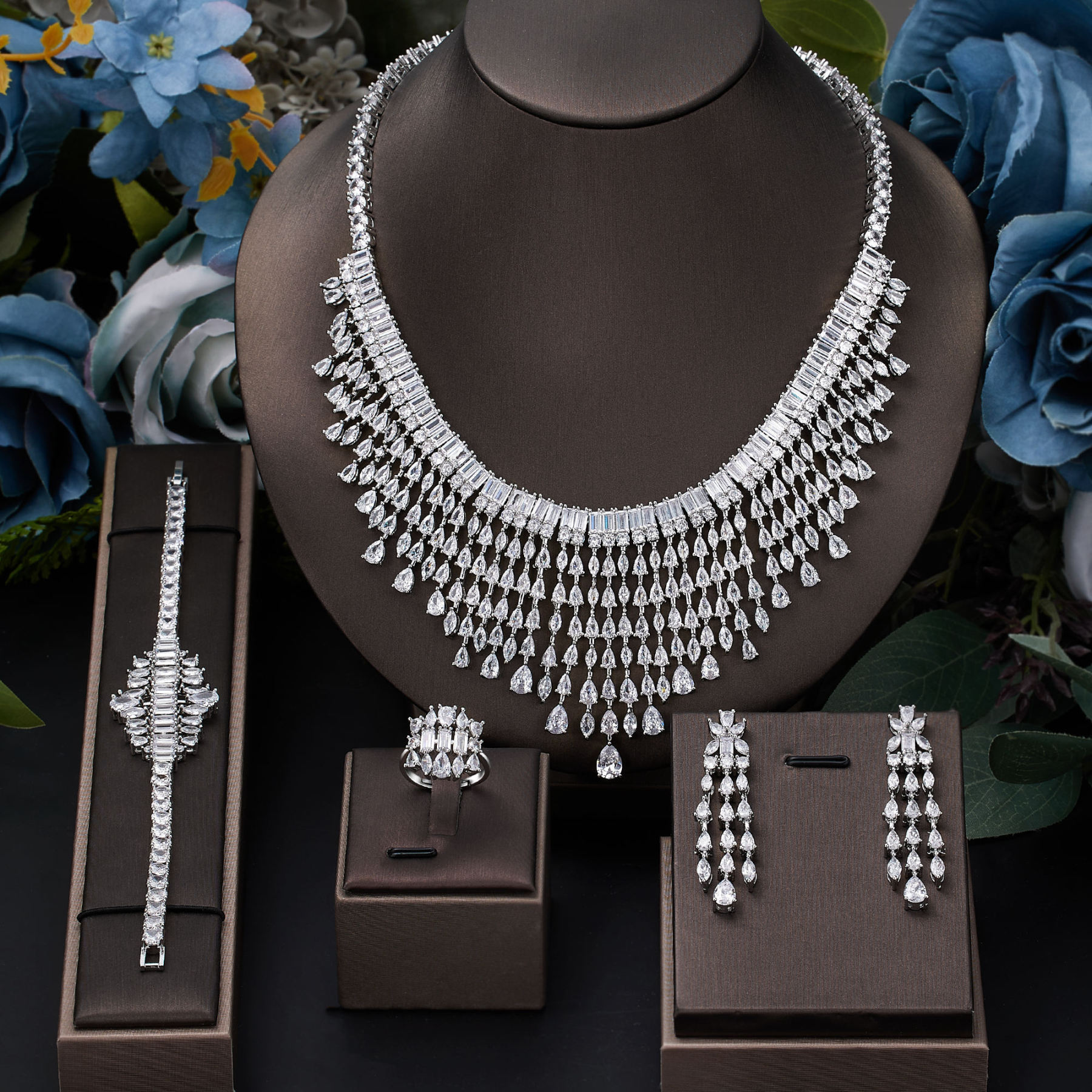 Ladies /Bridal Shiny Zircon Jewelry Sets #JEWLY047