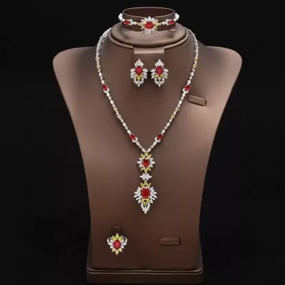 Tassel Necklace Teardrop Earrings Four-Piece Set #JEWLY052