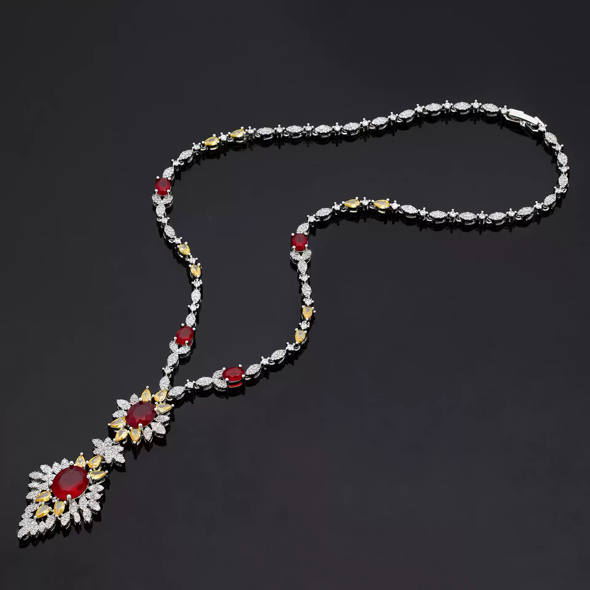 Tassel Necklace Teardrop Earrings Four-Piece Set #JEWLY052