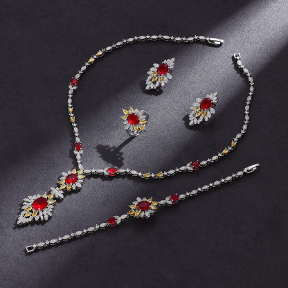 Tassel Necklace Teardrop Earrings Four-Piece Set #JEWLY052