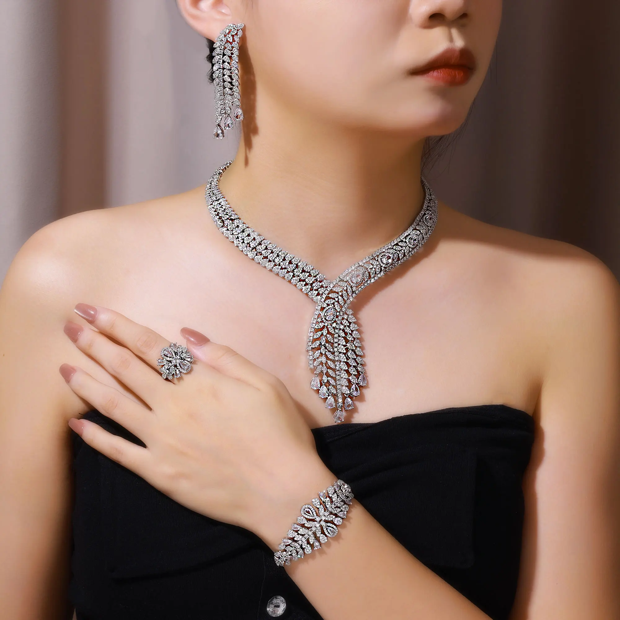 Ladies /Bridal Shiny Zircon Jewelry Sets #JEWLY053