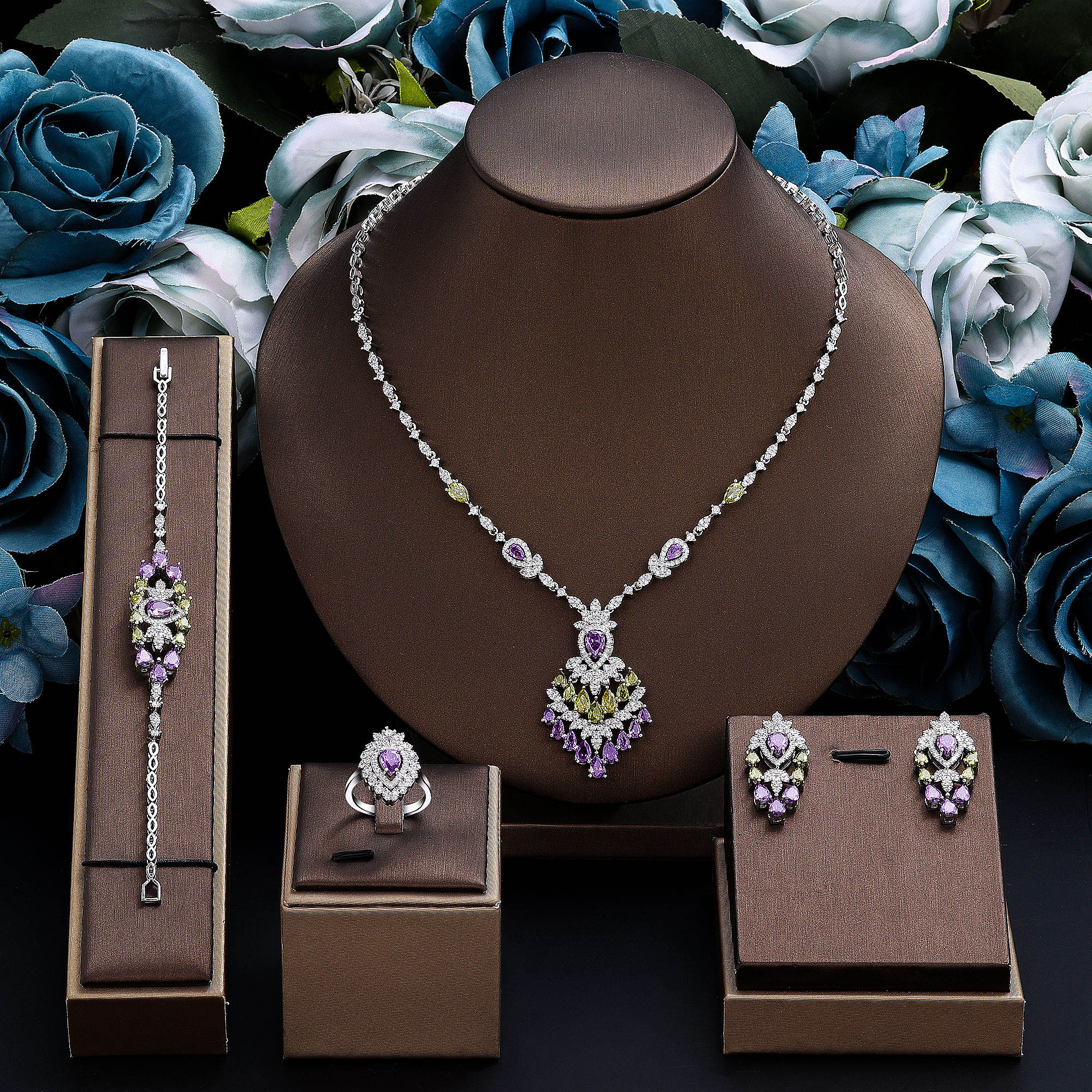 Ladies /Bridal Shiny Zircon Jewelry Sets #JEWLY054