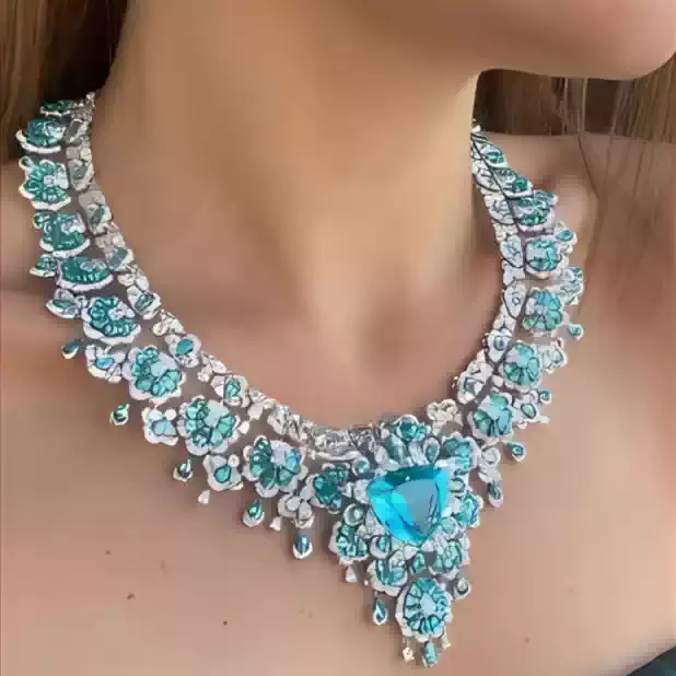 Blue Gemstone Necklace Earrings Sets #JEWLY055