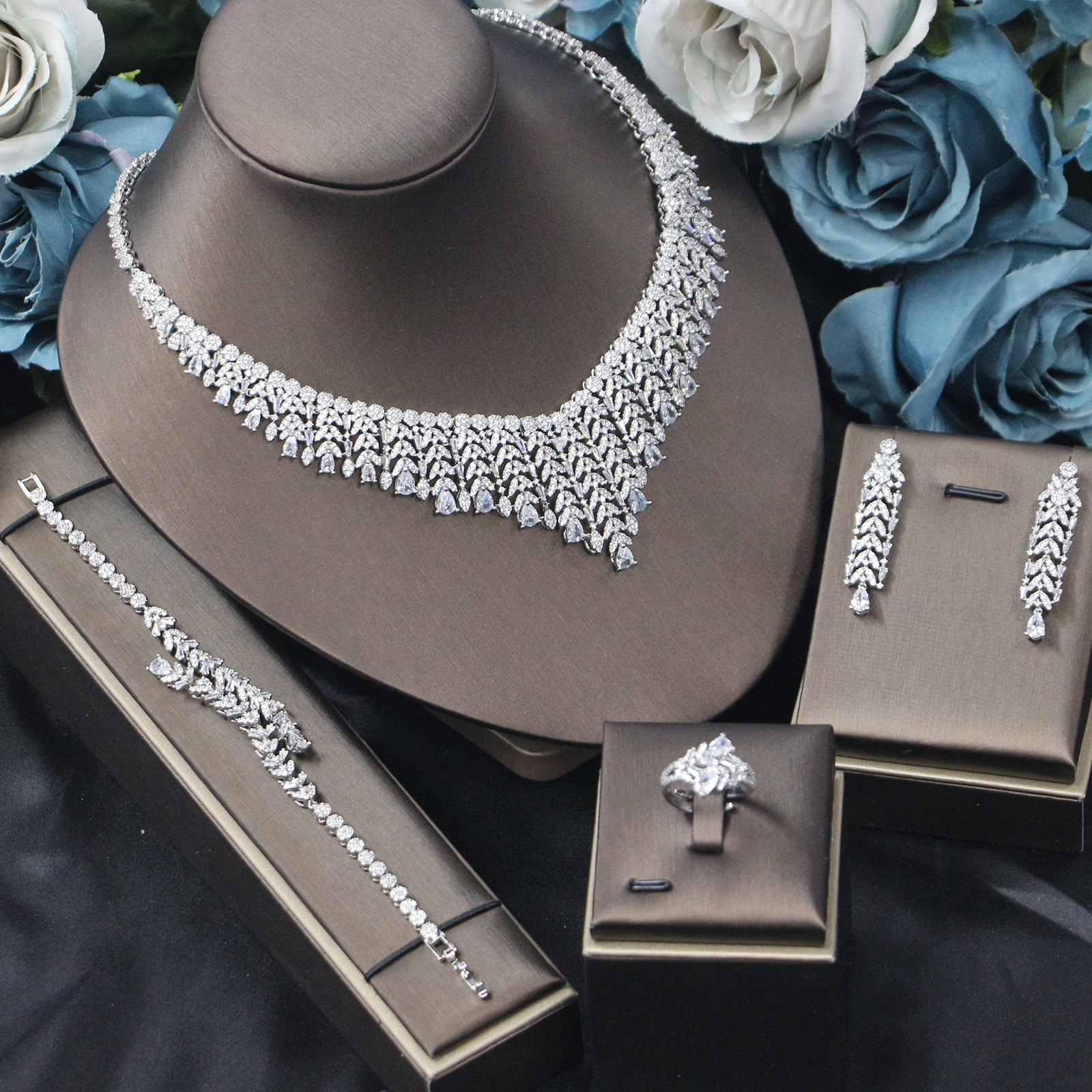 Ladies /Bridal Shiny Zircon Jewelry Sets #JEWLY86