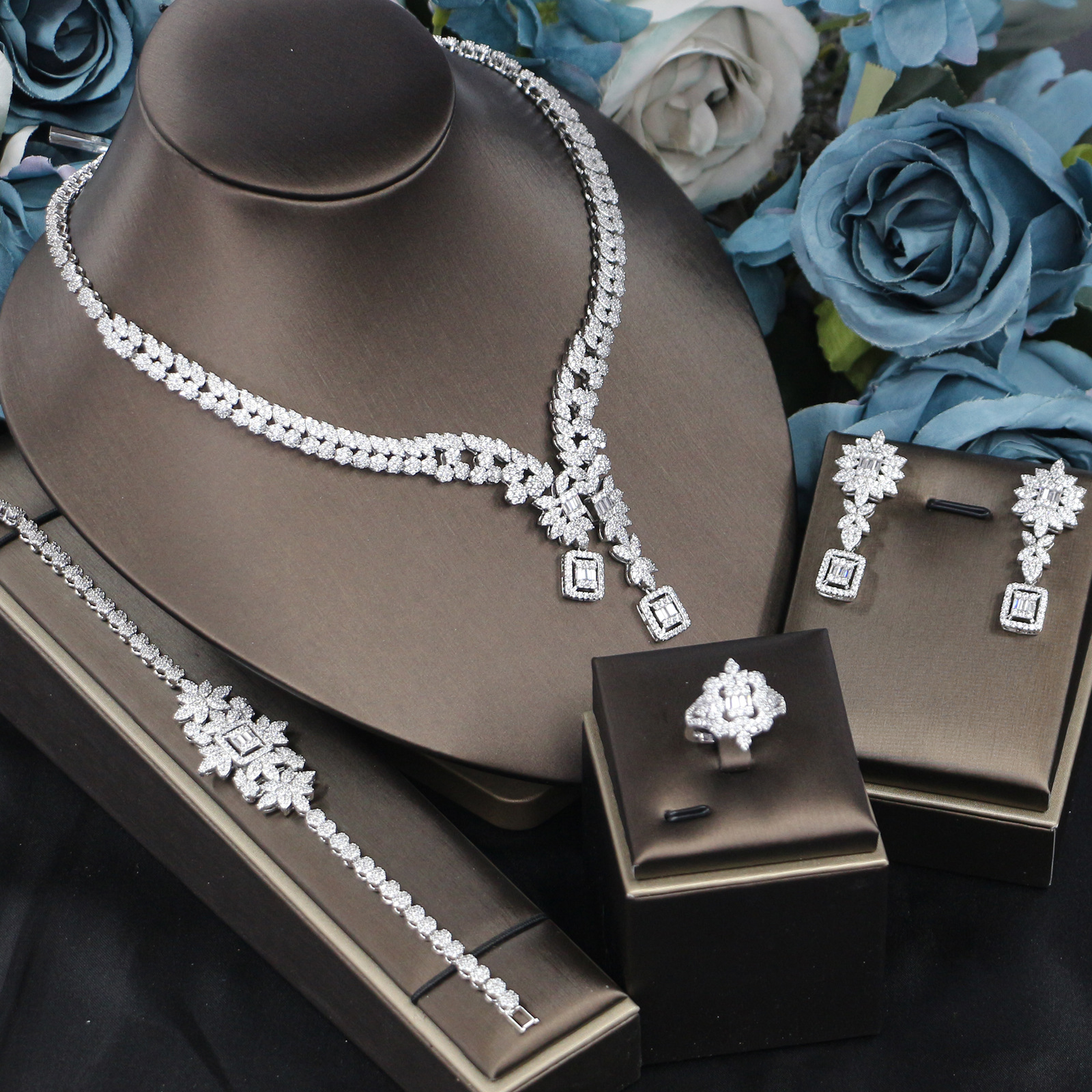 Ladies /Bridal Shiny Zircon Jewelry Sets #JEWLY89