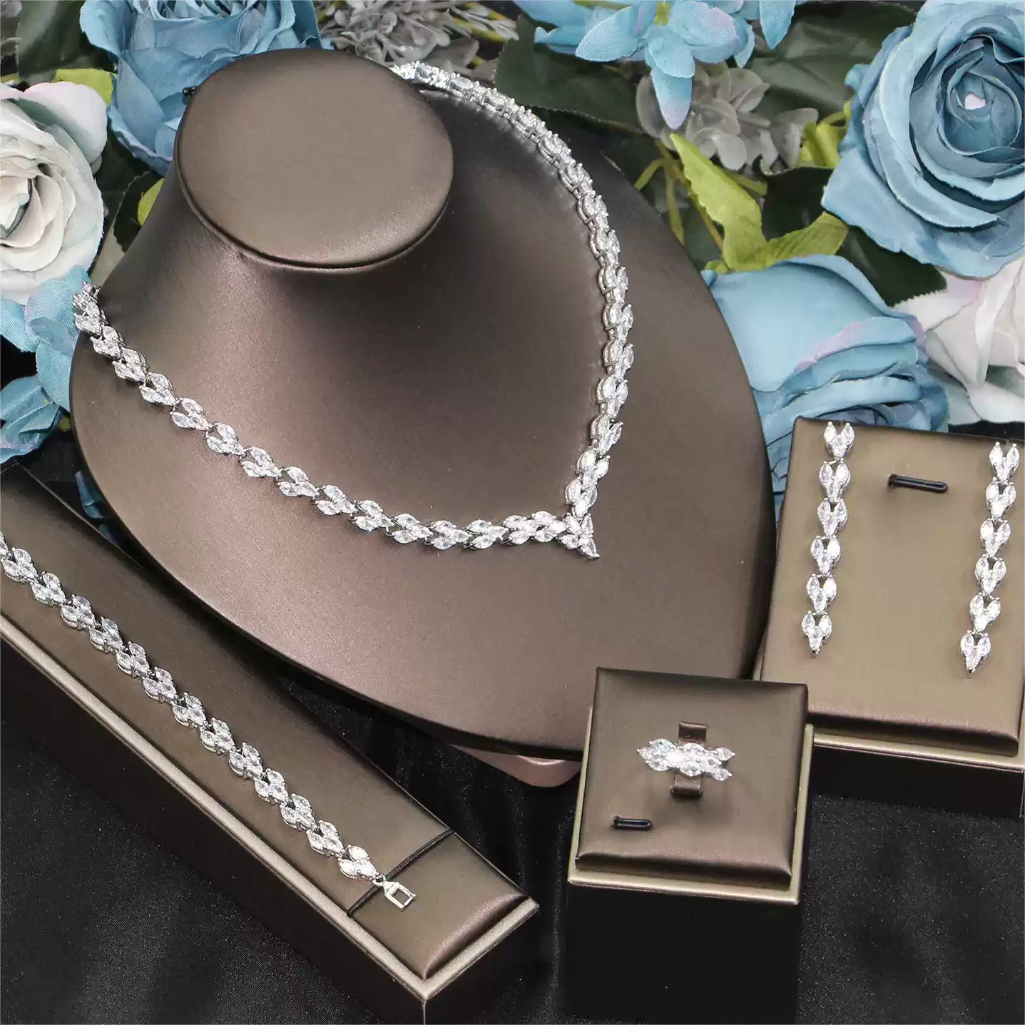 Ladies /Bridal Shiny Zircon Jewelry Sets #JEWLY99