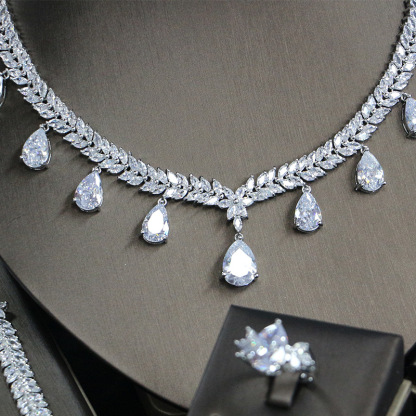 Ladies /Bridal Shiny Zircon Jewelry Sets #JEWLY103