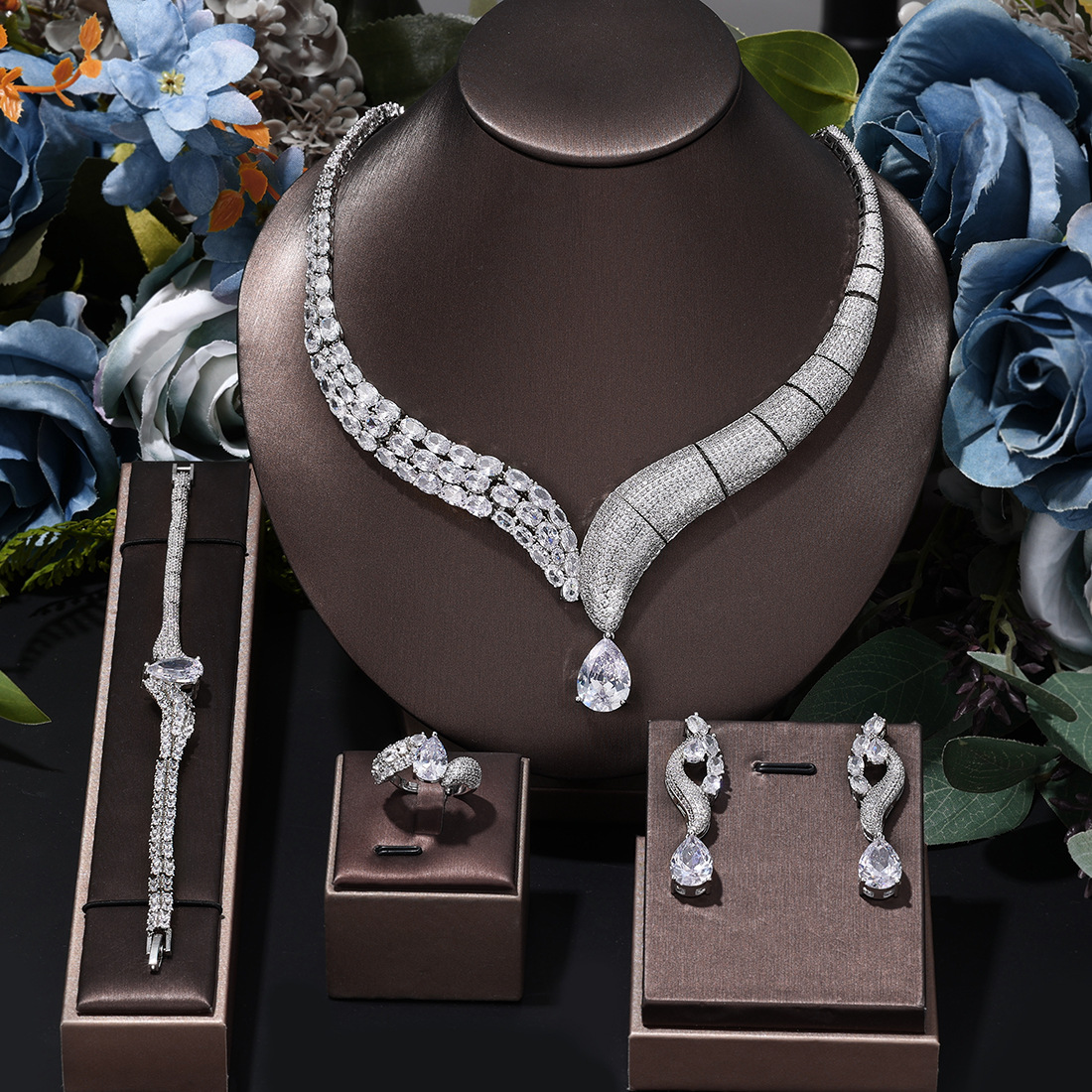 Ladies /Bridal Shiny Zircon Jewelry Sets #JEWLY129