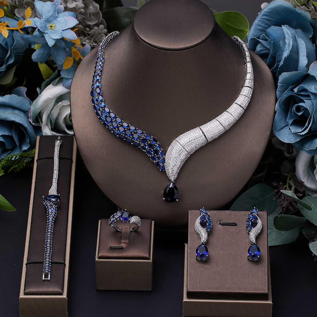 Ladies /Bridal Shiny Zircon Jewelry Sets #JEWLY129