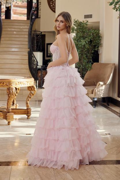 A-Line Long Layered Skirt Boned Sheer Waistline Sweetheart Top Prom Dress #R1688