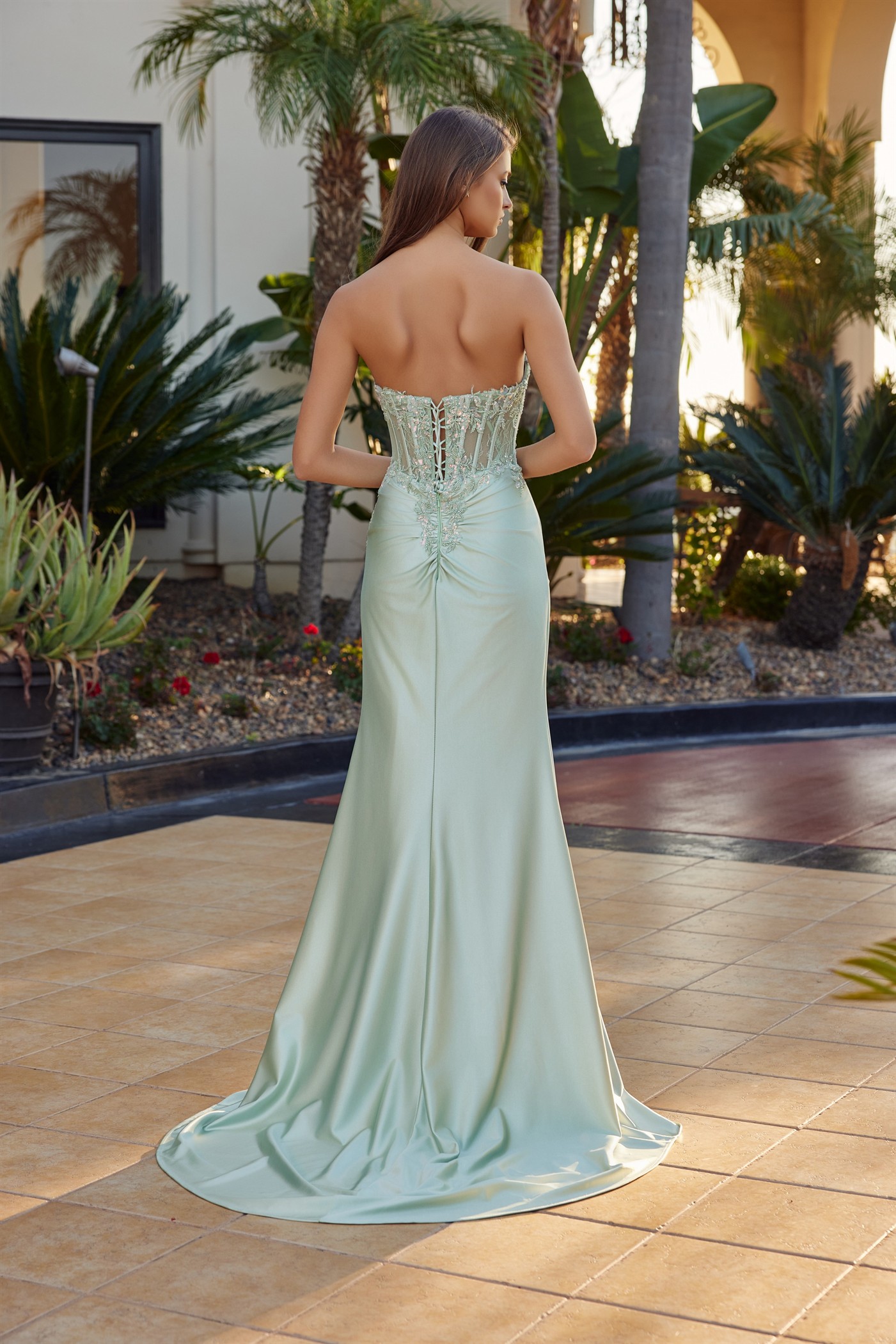 Strapless Sweetheart Neckline Full Bead Bustline Prom Dress #R1811