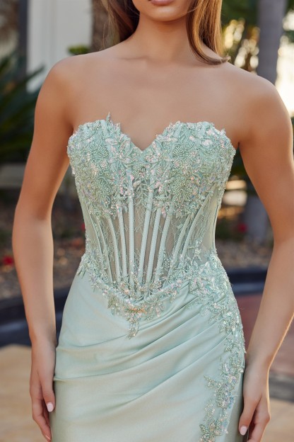 Strapless Sweetheart Neckline Full Bead Bustline Prom Dress #R1811