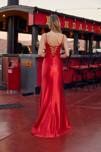 Full Sequin Bodice Thin Straps And A Sheer Boned Waistline Prom Dress #S1721