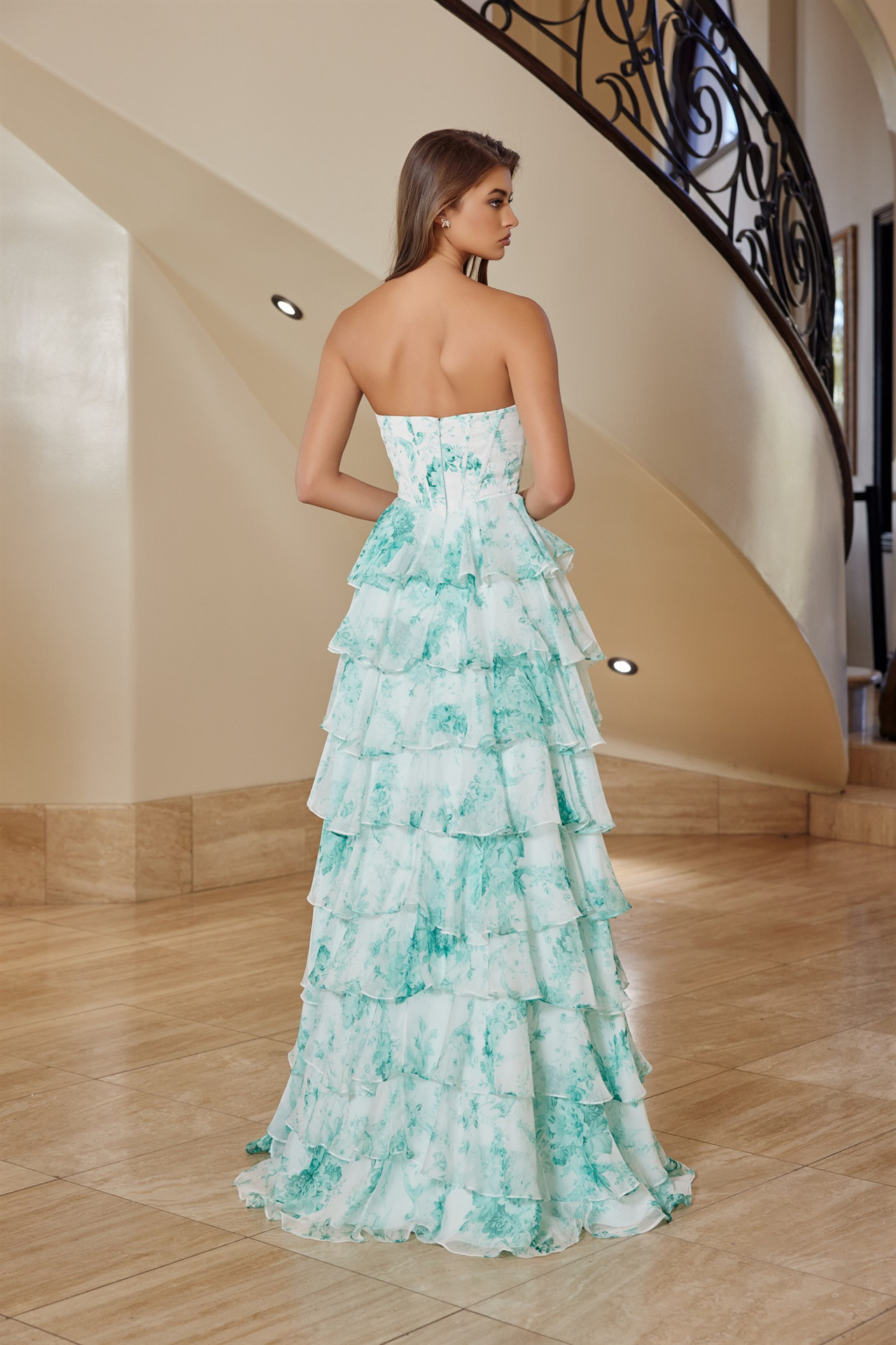 Chifon Strapless Multilayered Skirt Sweetheart Prom Dress #T1865
