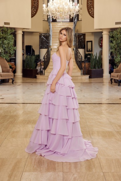 Multilayered Long Ball Gown Sequined Bustline Prom Dress #Y1806