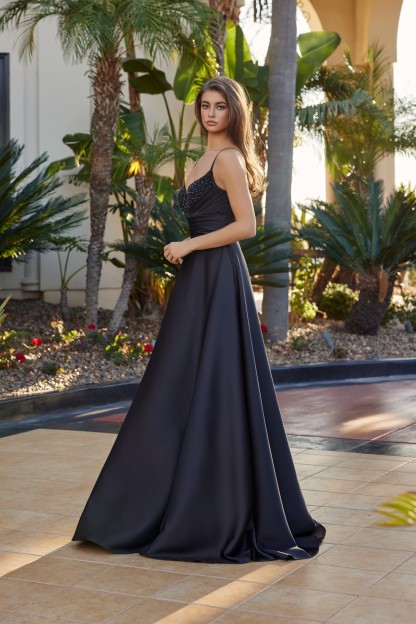 A-line Long Satin With Sweetheart Beaded Bustline Prom Dress #Y1808