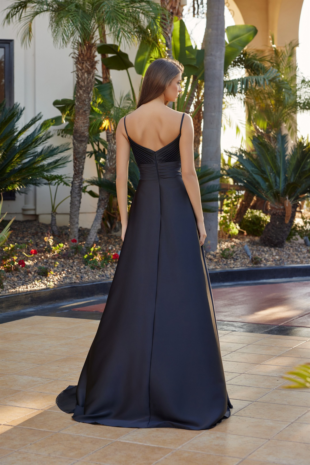 A-line Long Satin With Sweetheart Beaded Bustline Prom Dress #Y1808