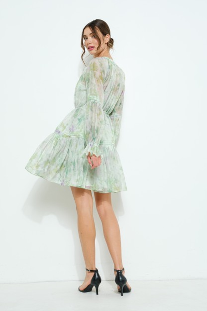 Long Sleeve Floral Boho Mini Dress #23674755