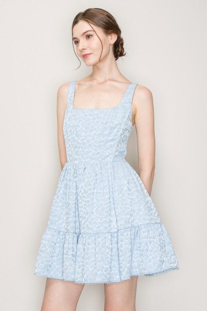 Square Neck Corset Detail Sleeveless Mini Dress #23679445