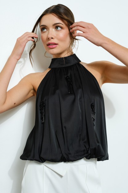 Halter Blouse With Beaded Embellishments #23605585