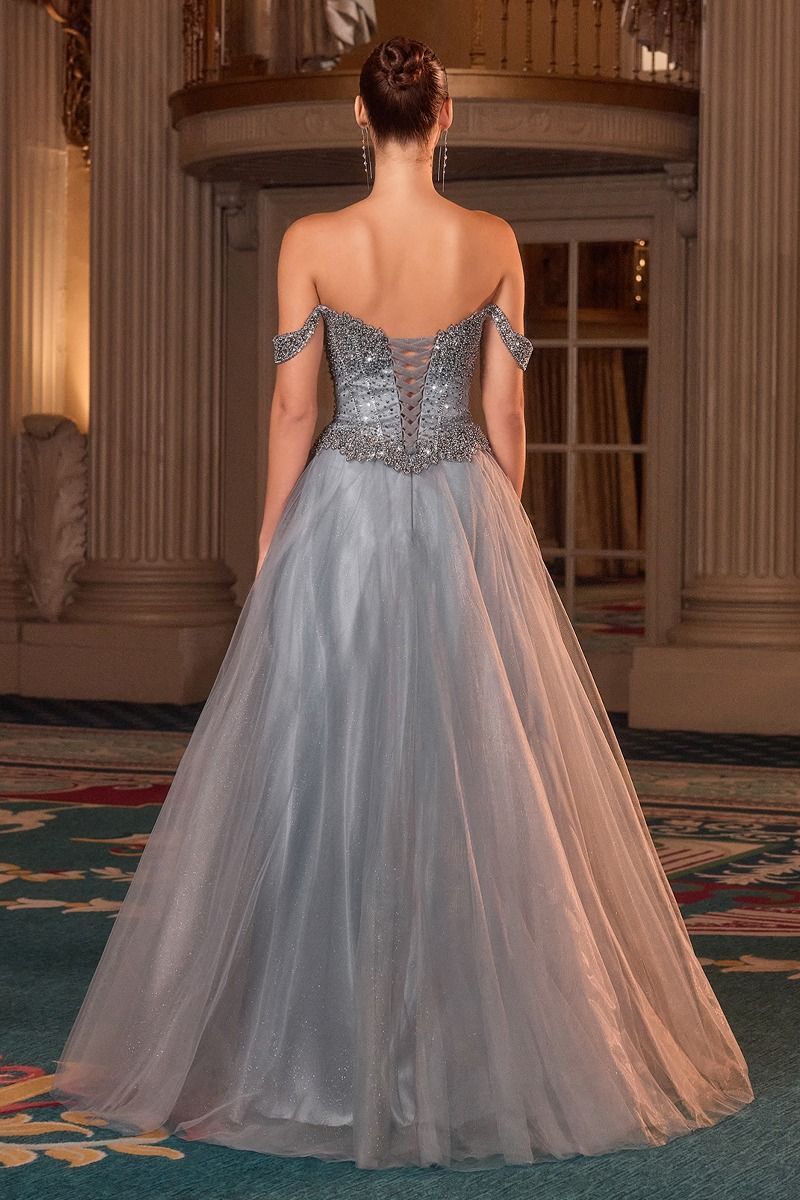 A-line Off The Shoulder Sweetheart Beaded Embellished Bodice Prom Dress #CC471