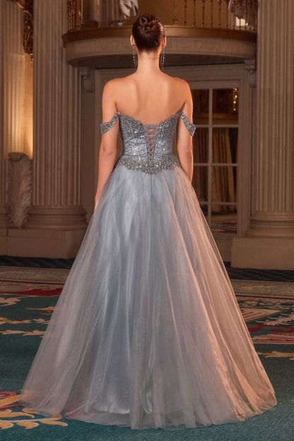 A-line Off The Shoulder Sweetheart Beaded Embellished Bodice Prom Dress #CC471