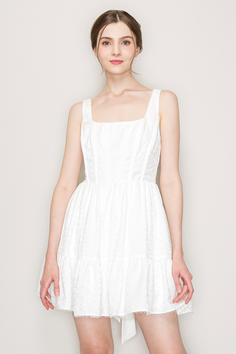 Square Neck Corset Detail Sleeveless Mini Dress #23534841