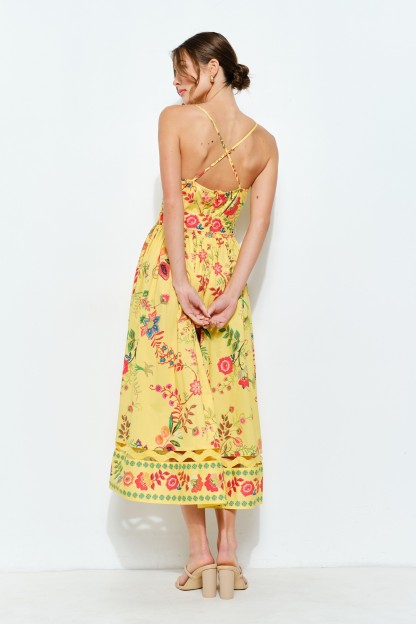 Floral Embroidered Bustier Midi Dress #23693002