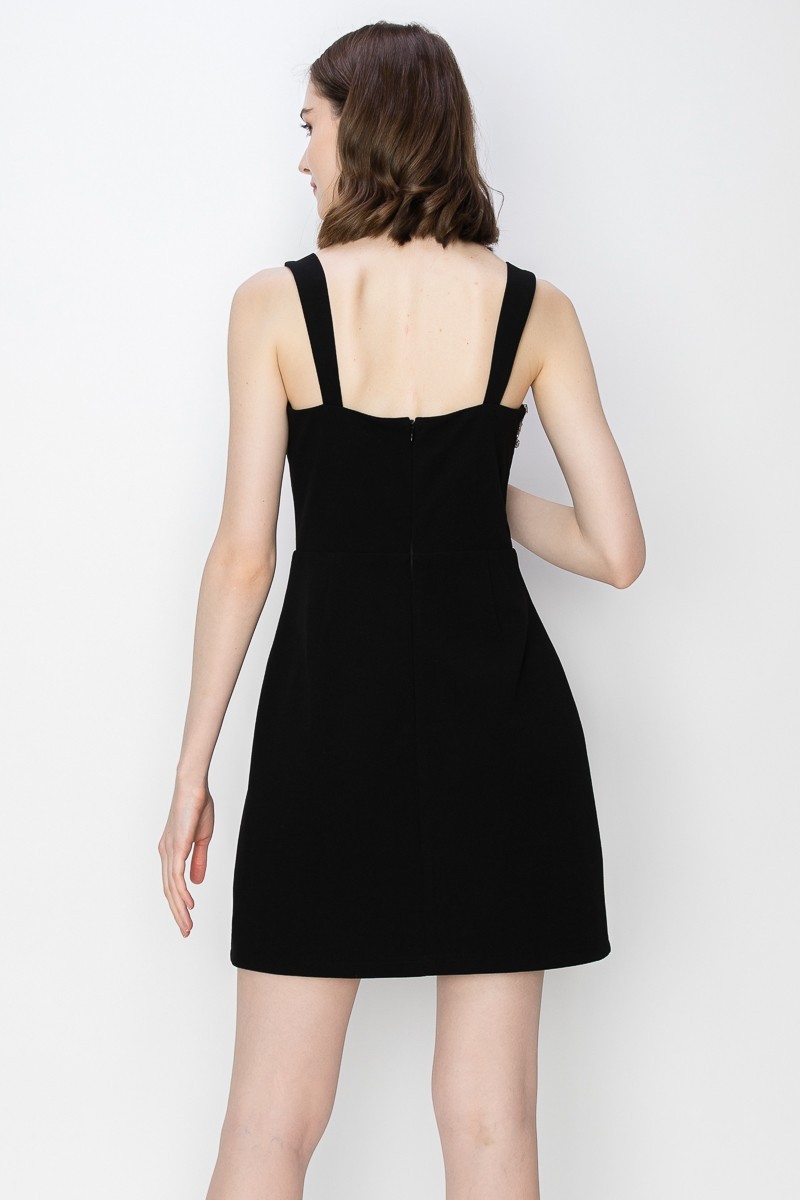 Crystal Embellished Front Cutout Detail Mini Dress #22957788