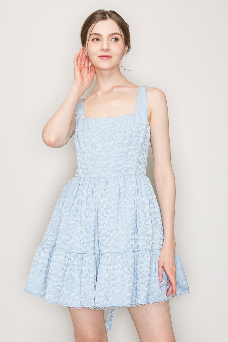 Square Neck Corset Detail Sleeveless Mini Dress #23679445