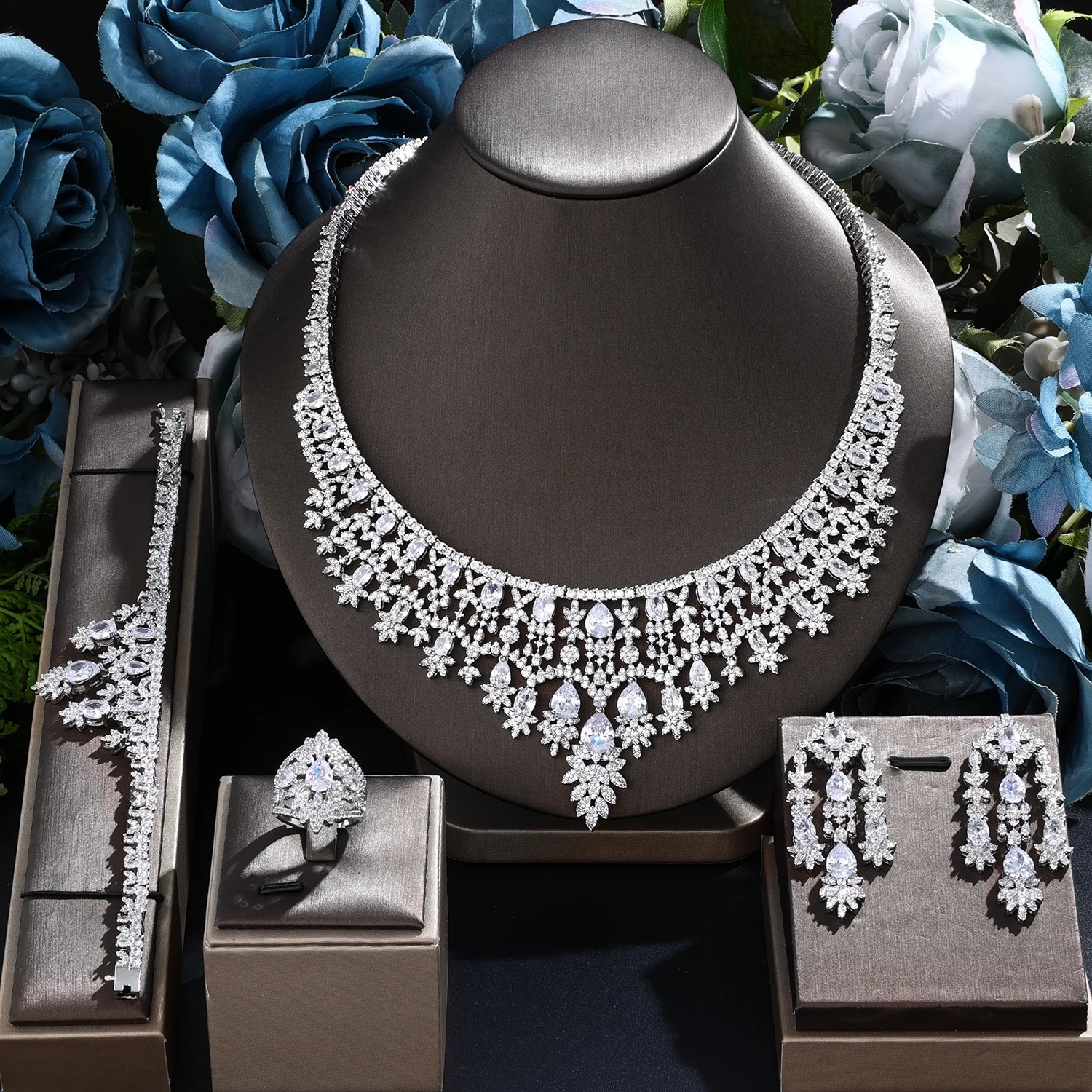 Ladies'/Bridal Shiny Zircon Jewelry Sets #JEWLY012