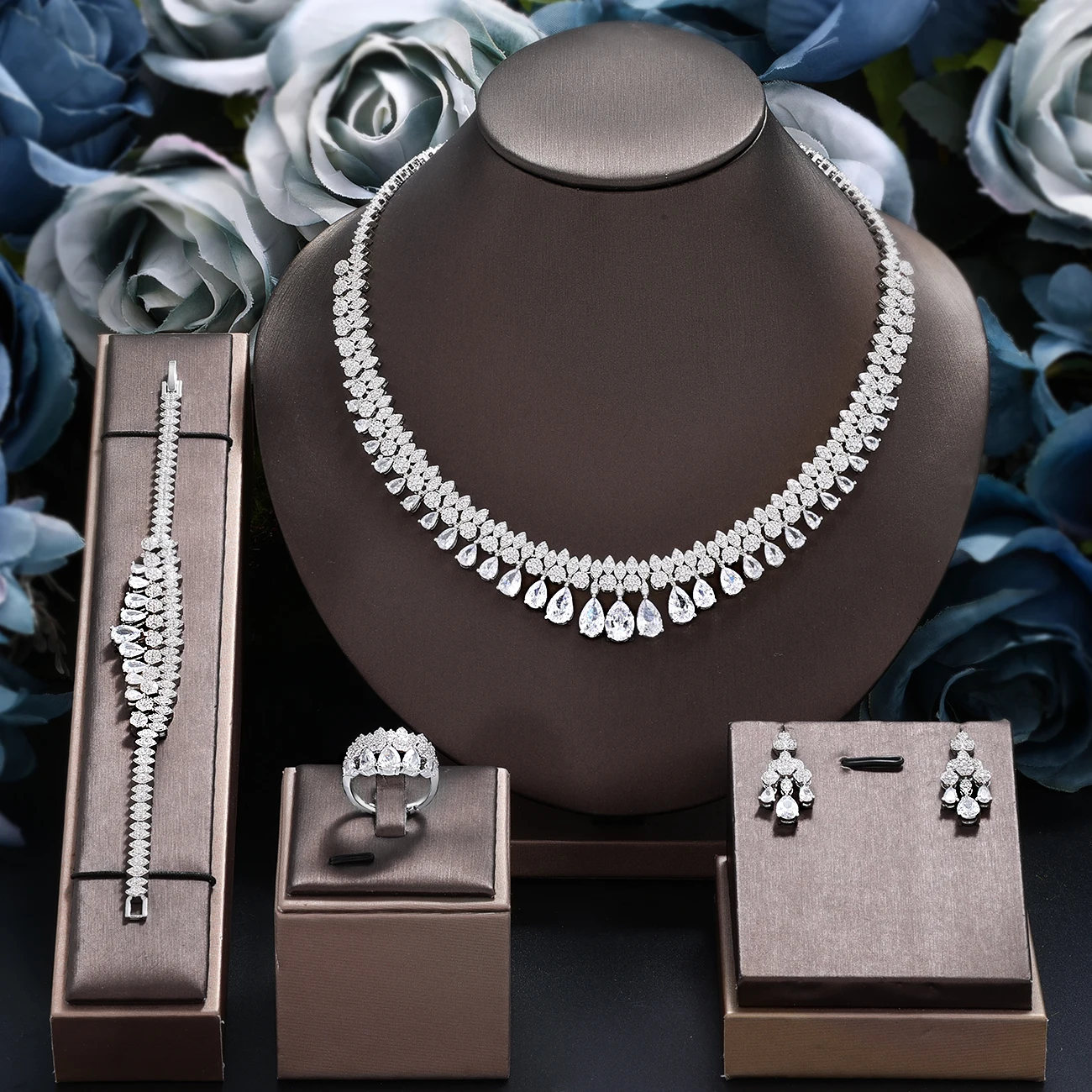 Ladies'/Bridal Shiny Zircon Jewelry Sets #JEWLY020